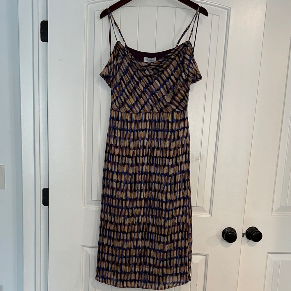 Lost + Wander Purple and Tan Midi Dress